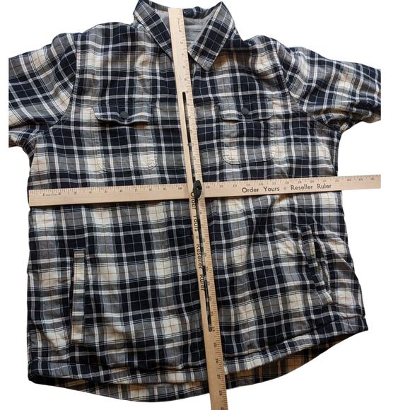 LL Bean Fleece Flannel Shirt Jacket Men Large Lined Plaid Sherpa Lumberjack Work - Picture 3 of 14